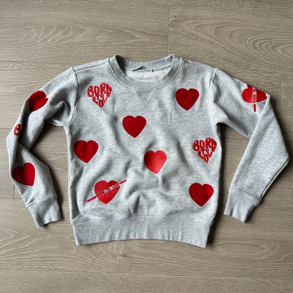 Scotch & Soda Gray Sweatshirt with Red Heart Accents